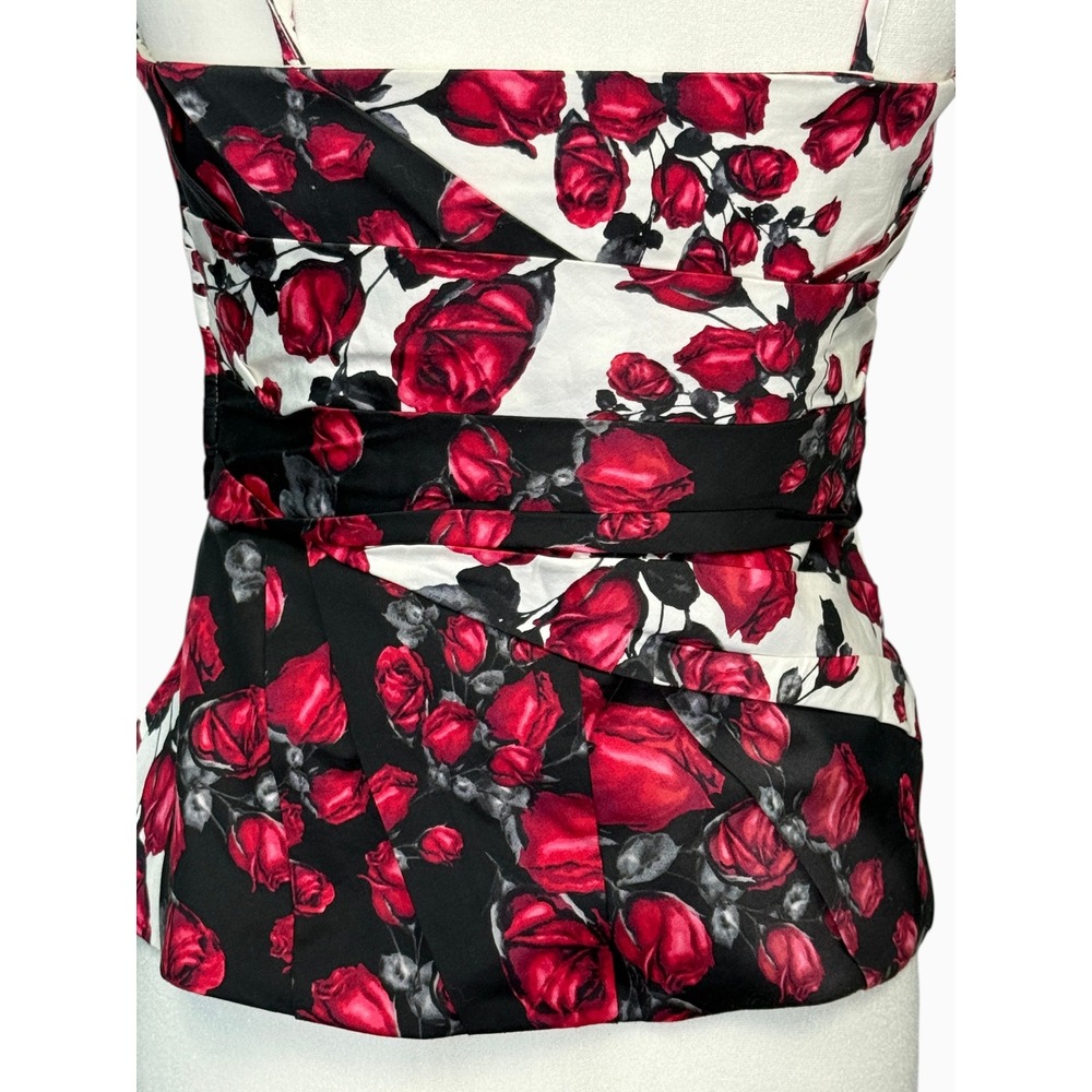 White House Black Market Floral Bustier Peplum Top Size M Strapless Rose Print - Picture 3 of 10